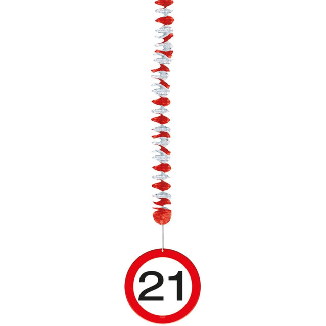 Hangdecoratie 21 Jaar Verkeersbord 75cm 3st van Folat koop je bij Partywinkel