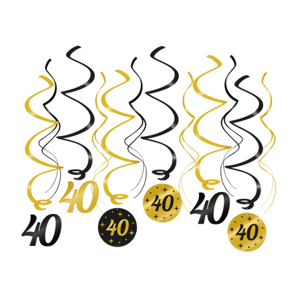 Hangdecoratie 40 Jaar 14cm 12st van Paper Dreams koop je bij Partywinkel