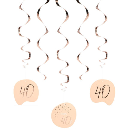 Hangdecoratie 40 Jaar Rose Goud 75cm 5st van Folat koop je bij Partywinkel