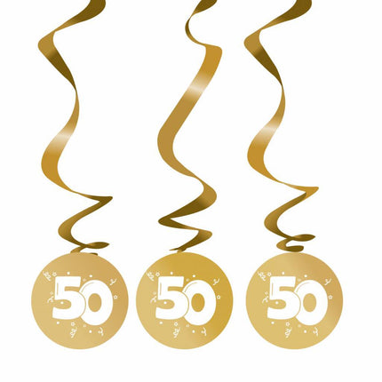 Hangdecoratie 50 Jaar Goud Versiering 75cm 3st van Haza Witbaard koop je bij Partywinkel