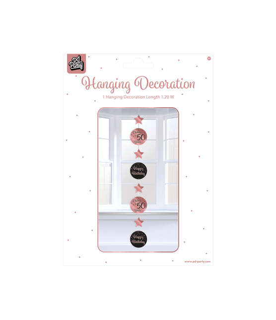 Hangdecoratie 50 Jaar Roze Zwart 20,5cm van Paper Dreams koop je bij Partywinkel