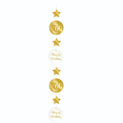 Hangdecoratie 60 Jaar Goud Wit 20,5cm van Paper Dreams koop je bij Partywinkel