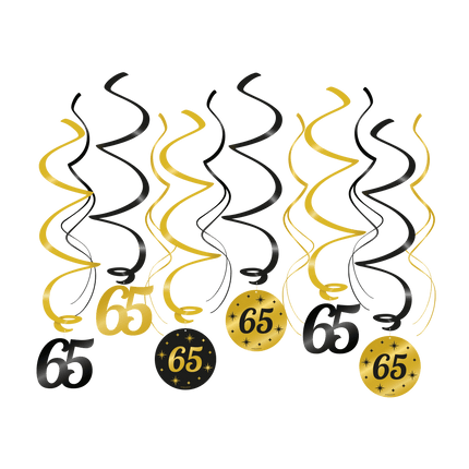 Hangdecoratie 65 Jaar 14cm 12st van Paper Dreams koop je bij Partywinkel