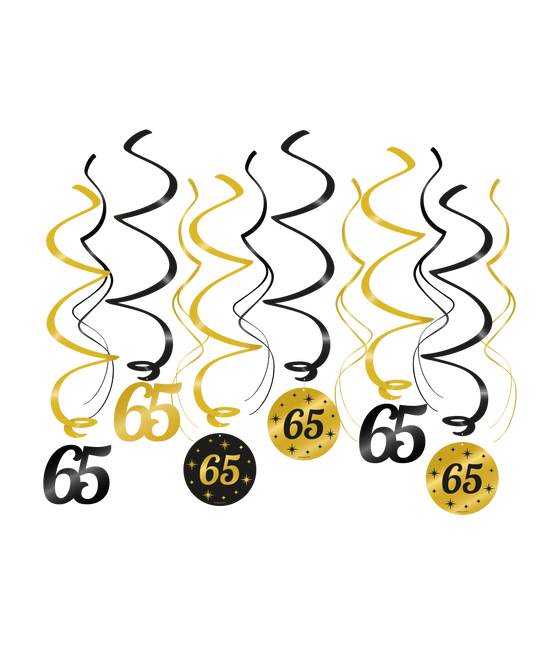 Hangdecoratie 65 Jaar 14cm 12st van Paper Dreams koop je bij Partywinkel