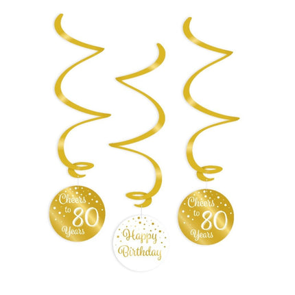 Hangdecoratie 80 Jaar Happy Birthday 17cm 3st van Paper Dreams koop je bij Partywinkel