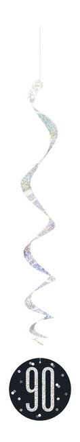 Hangdecoratie 90 Jaar Zwart 81cm 6st van Unique koop je bij Partywinkel