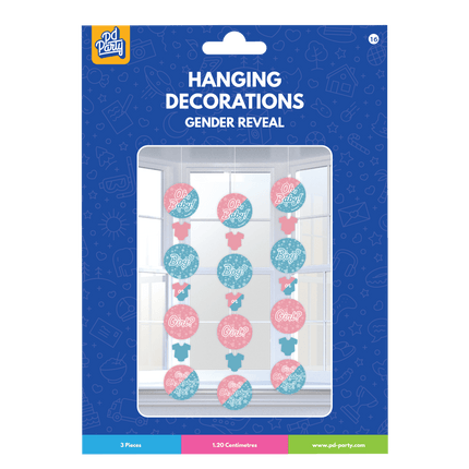 Hangdecoratie Gender Reveal 14cm 3st van Paper Dreams koop je bij Partywinkel