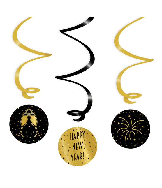 Hangdecoratie Happy New Year! 14cm 3st van Paper Dreams koop je bij Partywinkel