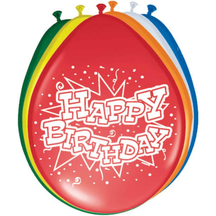 Happy birthday ballonnen 30cm - 8 stuks van Folat koop je bij Partywinkel