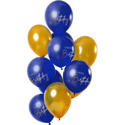 Happy Birthday Ballonnen Blauw 30cm 12st van Folat koop je bij Partywinkel