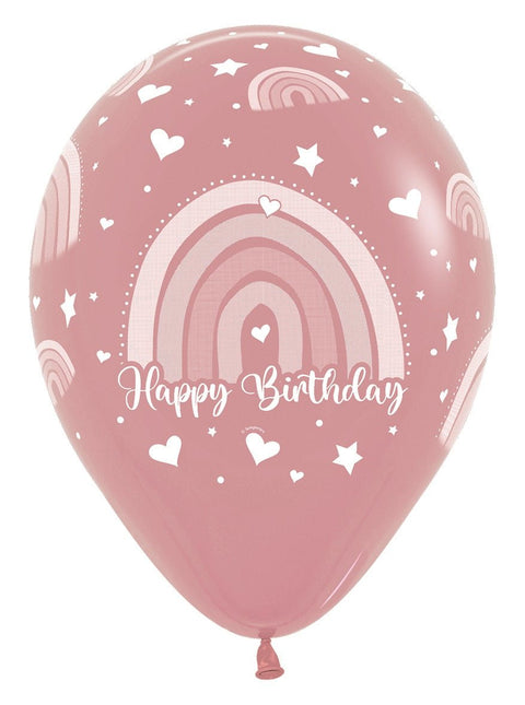 Happy Birthday Ballonnen Gekleurd Regenboog 30cm 12st van Sempertex koop je bij Partywinkel