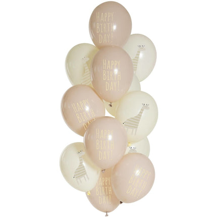Happy Birthday Ballonnen Giraffe 33cm 12st van Folat koop je bij Partywinkel