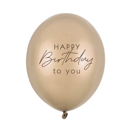 Happy Birthday Ballonnen Goud 30cm 6st van Partydeco koop je bij Partywinkel