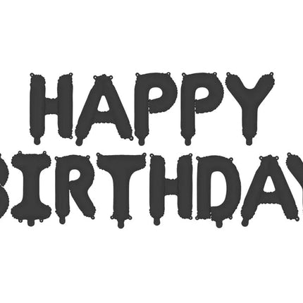 Happy Birthday Ballonnen Set Zwart van Partydeco koop je bij Partywinkel