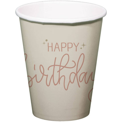 Happy Birthday Bekers 250ml 8st van Folat koop je bij Partywinkel