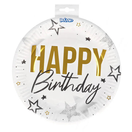Happy Birthday Borden Sterren 23cm 8st van Boland koop je bij Partywinkel