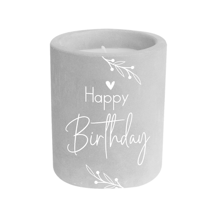 Happy Birthday Cement Kaars Grijs 8cm van Paper Dreams koop je bij Partywinkel