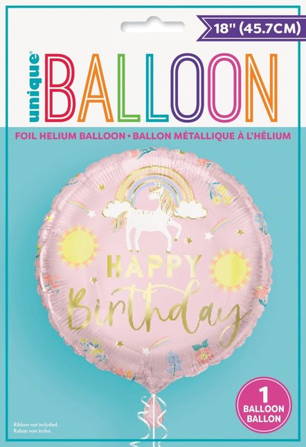 Happy Birthday Helium Ballon Unicorn Leeg 45cm van Unique koop je bij Partywinkel