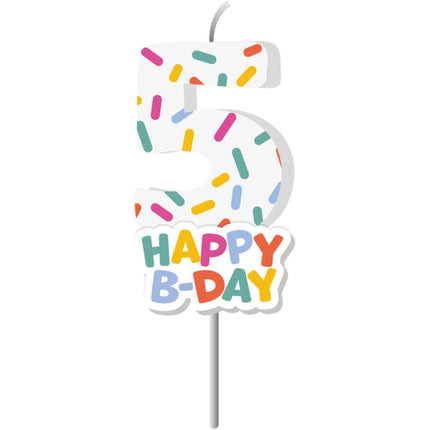 Happy Birthday Kaars 5 Jaar 7cm van Folat koop je bij Partywinkel
