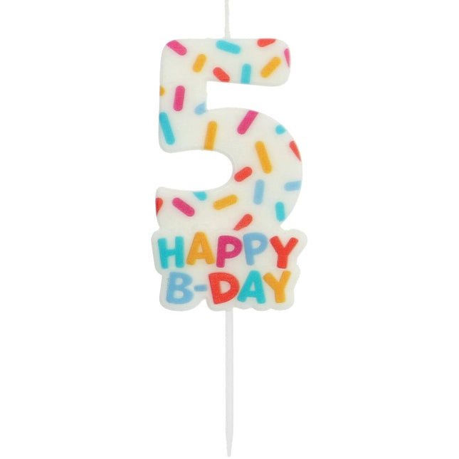 Happy Birthday Kaars 5 Jaar 7cm van Folat koop je bij Partywinkel