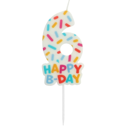 Happy Birthday Kaars 6 Jaar 7cm van Folat koop je bij Partywinkel