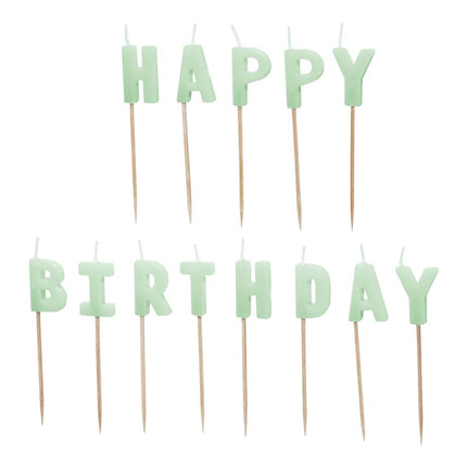 Happy Birthday Kaars Turquoise 13st van Partydeco koop je bij Partywinkel