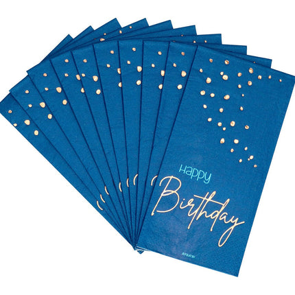 Happy Birthday Servetten Blauw 33cm 10st van Folat koop je bij Partywinkel