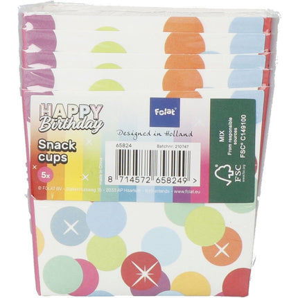 Happy Birthday Snoepbakjes Regenboog Confetti 5st van Folat koop je bij Partywinkel