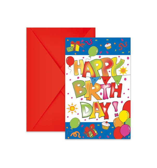 Happy Birthday Uitnodigingen 6st van Procos koop je bij Partywinkel