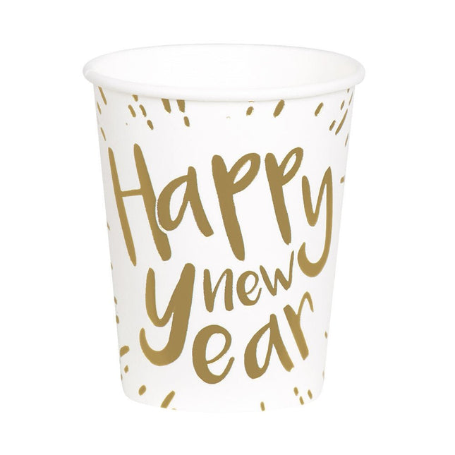 Happy New Year Bekers 210ml 10st van Boland koop je bij Partywinkel