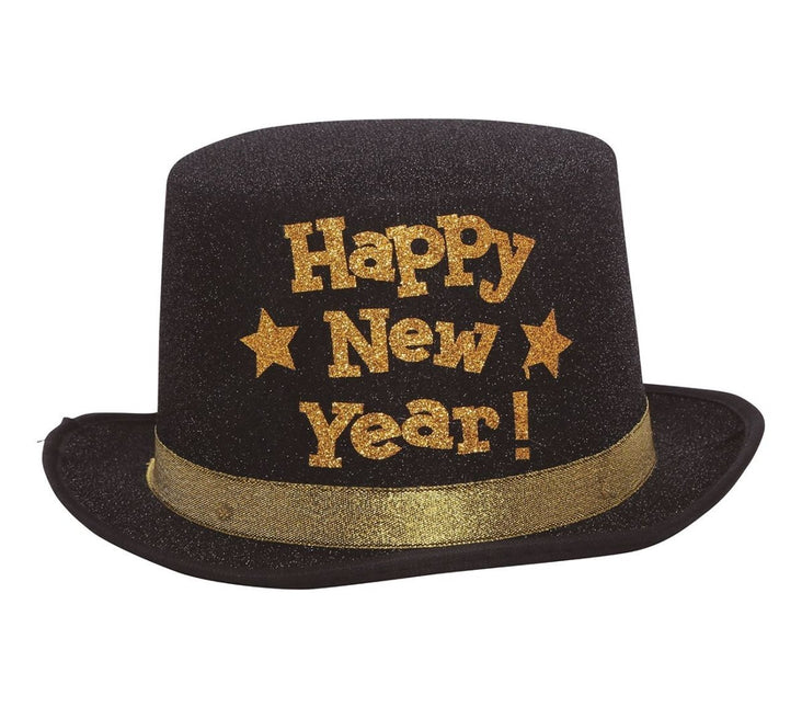 Happy New Year Hoed Zwart Goud van Fiestas Guirca koop je bij Partywinkel
