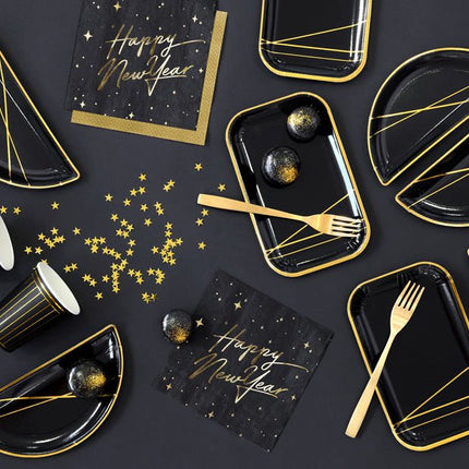 Happy New Year Servetten Zwart 33cm 20st van Partydeco koop je bij Partywinkel