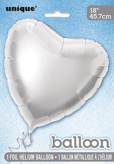 Hart Helium Ballon Zilver Leeg 45cm van Unique koop je bij Partywinkel