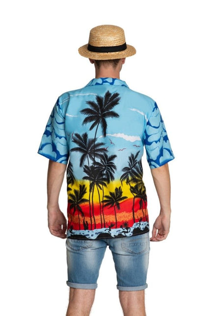 Hawaii Blouse Blauw Heren Paradise van Partychimp koop je bij Partywinkel