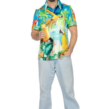 Hawaii Blouse Heren Papegaai van Wilbers & Wilbers koop je bij Partywinkel