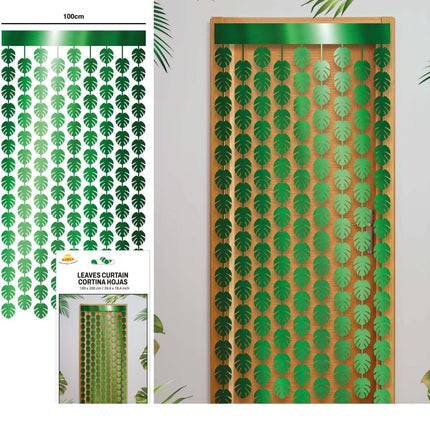 Hawaii Deurgordijn Groen Palmbladeren 2m van Fiestas Guirca koop je bij Partywinkel