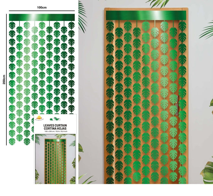 Hawaii Deurgordijn Groen Palmbladeren 2m van Fiestas Guirca koop je bij Partywinkel
