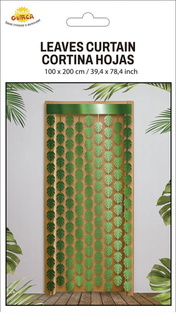Hawaii Deurgordijn Groen Palmbladeren 2m van Fiestas Guirca koop je bij Partywinkel