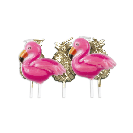 Hawaii Kaarsenset Flamingo 7cm 5 delig van Boland koop je bij Partywinkel