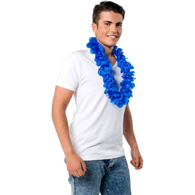 Hawaii krans neon blauw 9.5cm van Folat koop je bij Partywinkel