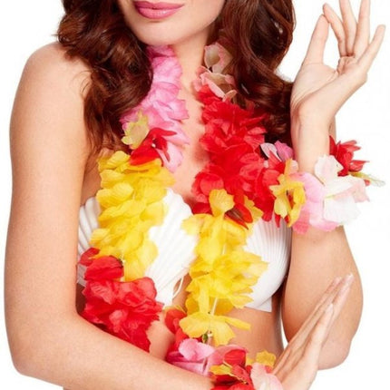 Hawaii Krans Set Gekleurd 4 delig van Smiffys koop je bij Partywinkel