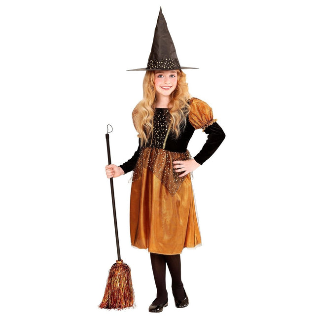 Heks Jurk Zwart Oranje Meisje van Widmann koop je bij Partywinkel