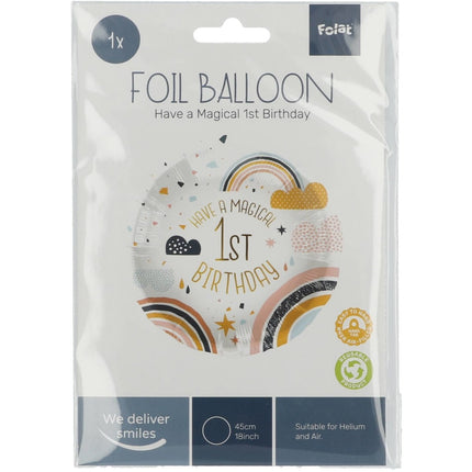 Helium Ballon 1St Birthday Regenboog Leeg 45cm van Folat koop je bij Partywinkel