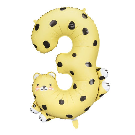 Helium Ballon 3 Jaar Cheetah Leeg 75cm van Partydeco koop je bij Partywinkel