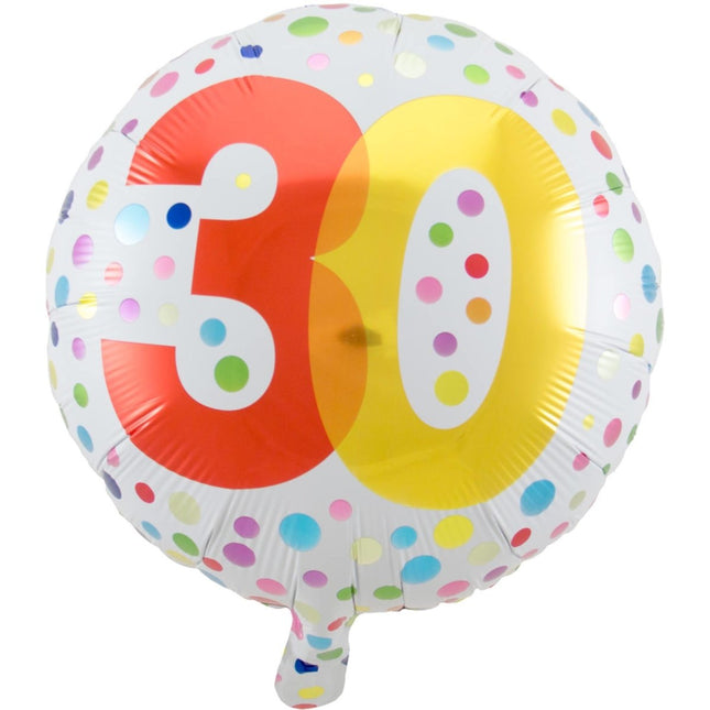 Helium Ballon 30 Jaar Stippen 45cm leeg van Folat koop je bij Partywinkel