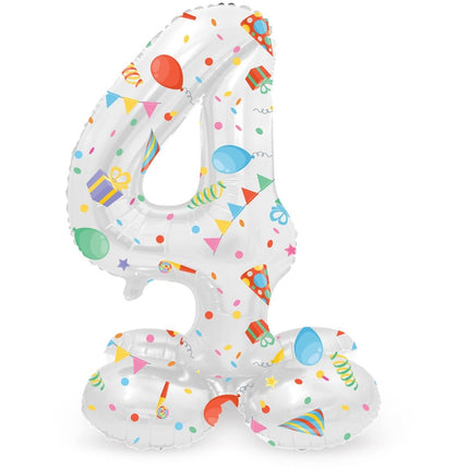Helium Ballon 4 Jaar Feest Met Standaard Leeg 41cm van Folat koop je bij Partywinkel