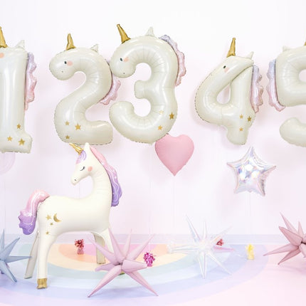 Helium Ballon 4 jaar Unicorn, 93cm, mix van Partydeco koop je bij Partywinkel