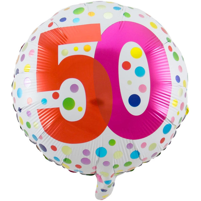 Helium Ballon 50 Jaar Stippen 45cm leeg van Folat koop je bij Partywinkel
