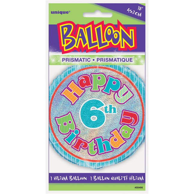 Helium Ballon 6 Jaar Glitters 45cm leeg van Unique koop je bij Partywinkel