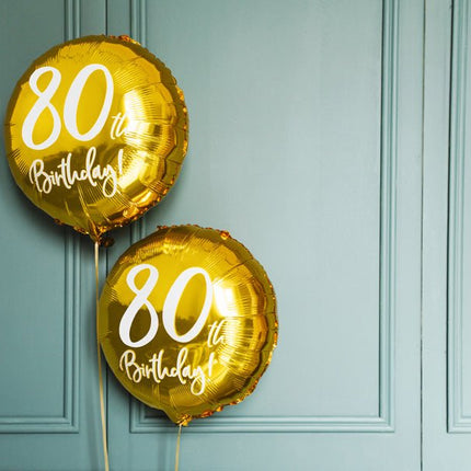 Helium Ballon 80Th Birthday Goud Leeg 45cm van Partydeco koop je bij Partywinkel